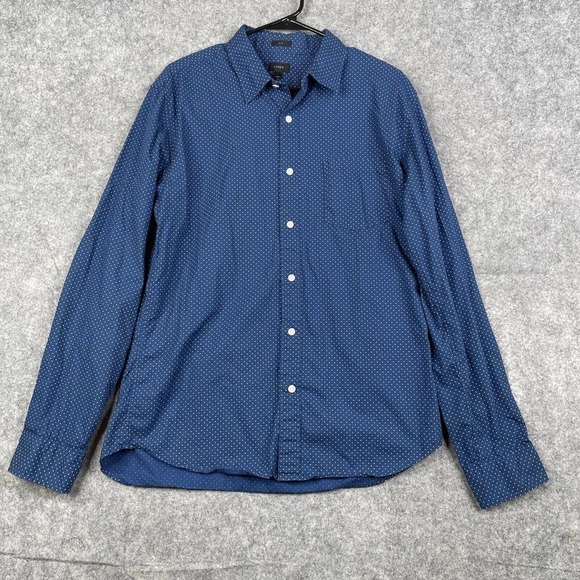 J. Crew Slim Mercentile Flex Button Up Shirt Long Sleeve Mens Size L Large Blue - Picture 1 of 8